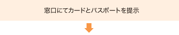 窓口にてカードとパスポートを提示