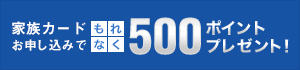 家族カードお申し込みでもれなく500ポイントプレゼント!