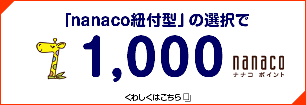 「nanaco紐付型」の選択で1,000nanacoポイント 詳しくはこちら