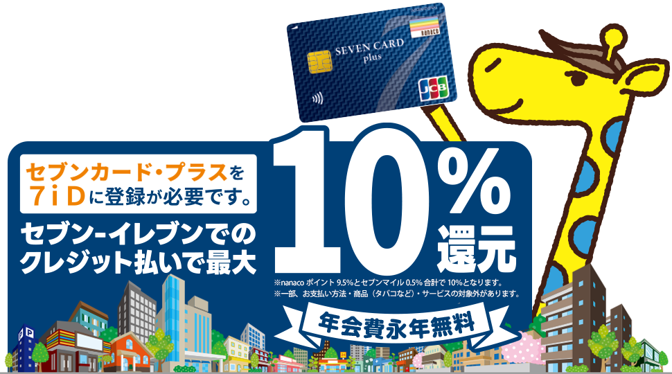 nanacoとクレジットカードの機能をひとつに！POINT1 年会費ずっと無料 POINT2 オートチャージでカンタン決済 POINT3 nanacoががためやすい